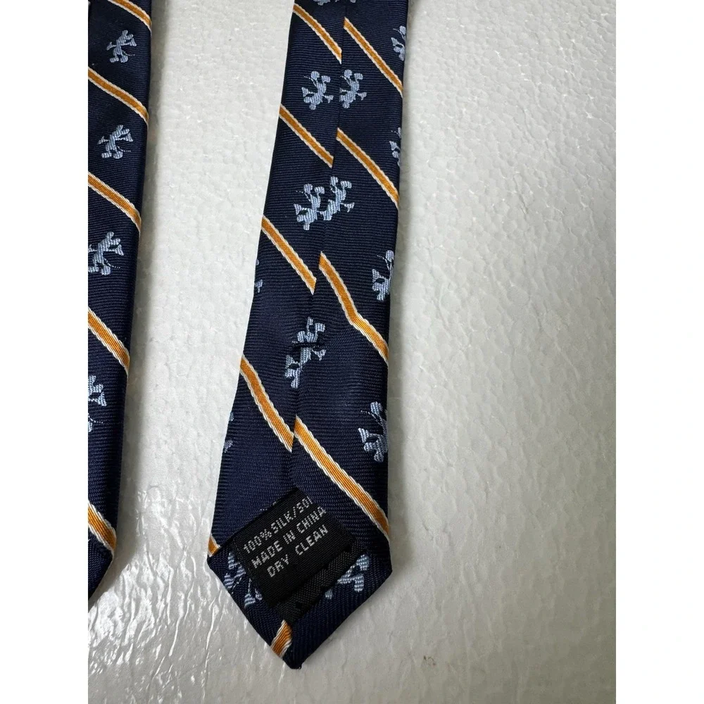 Vintage Walt Disney World~Navy/Orange Striped ‎ Mickey Mouse Silk Tie